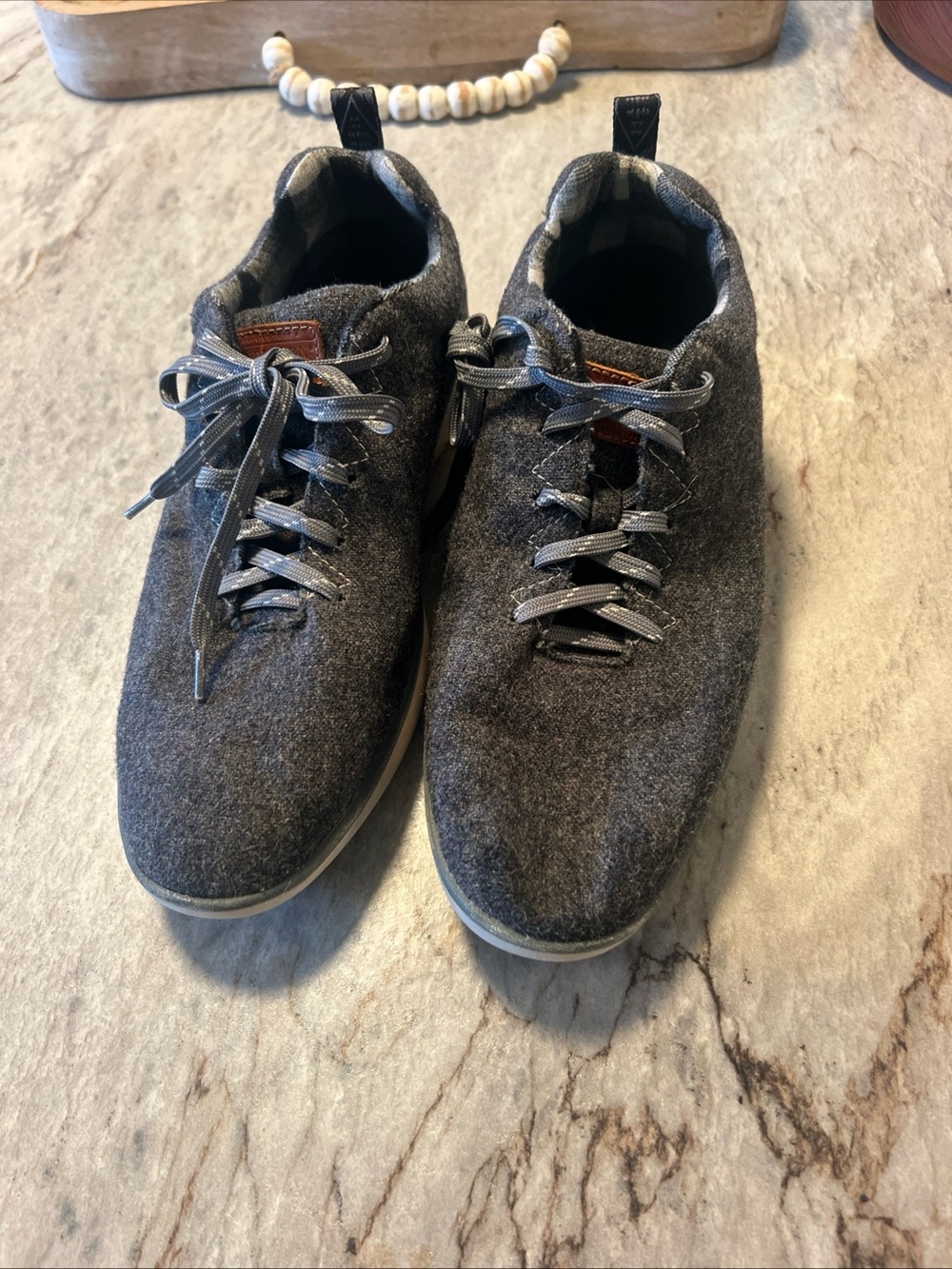 Pendleton Charcoal Gray Wool Lace-Up Sneakers